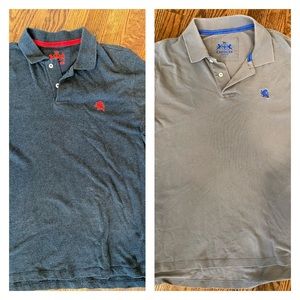 Two large Express gray polo shirts-